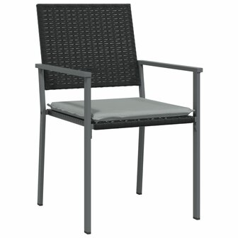 Tuinstoelen 2 st met kussens 54x62,5x89 cm poly rattan zwart 3