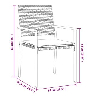 Tuinstoelen 2 st met kussens 54x62,5x89 cm poly rattan zwart 9