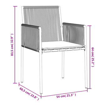 Tuinstoelen 2 st met kussens 54x60,5x83,5 cm poly rattan zwart 9