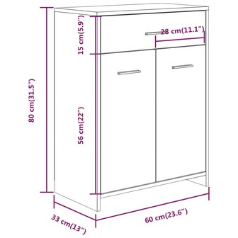 Badkamerkast 60x33x80 cm bewerkt hout grijs sonoma eikenkleurig 8