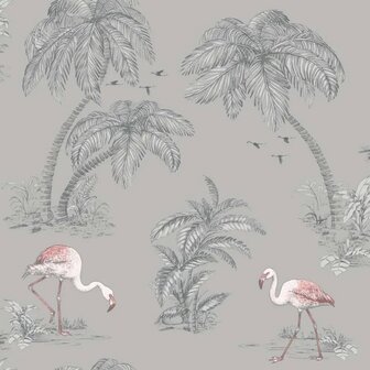 DUTCH WALLCOVERINGS Behang flamingo grijs 1