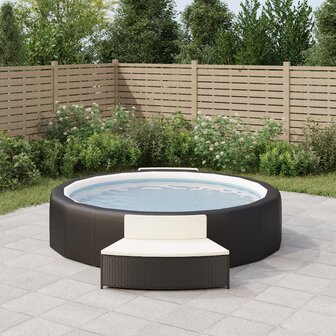 Spa-bankjes met kussens 2 st poly rattan zwart 1