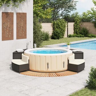 Hottub-ombouw poly rattan en massief acaciahout zwart 2