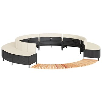 Hottub-ombouw poly rattan en massief acaciahout zwart 1