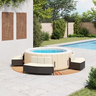 Hottub-ombouw poly rattan en massief acaciahout zwart 2