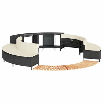 Hottub-ombouw poly rattan en massief acaciahout zwart 1