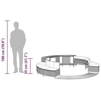 Hottub-ombouw poly rattan en massief acaciahout zwart 12
