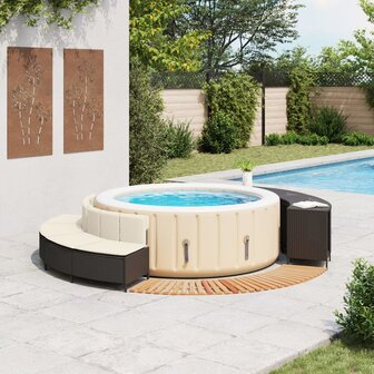 Hottub-ombouw poly rattan en massief acaciahout zwart 2