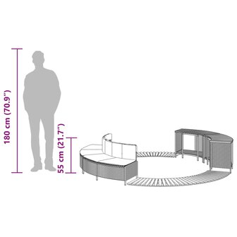 Hottub-ombouw poly rattan en massief acaciahout zwart 12