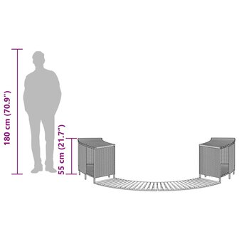 Hottub-ombouw poly rattan massief acaciahout grijs 9