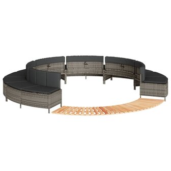 Hottub-ombouw poly rattan massief acaciahout grijs 1