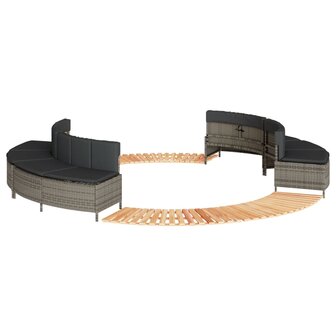 Hottub-ombouw poly rattan massief acaciahout grijs 1