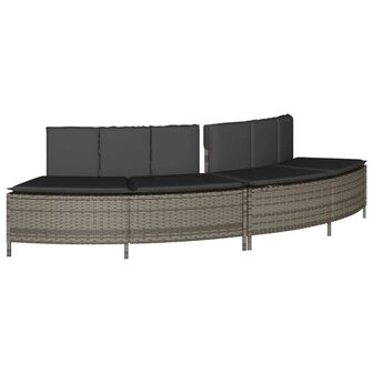 Hottub-ombouw poly rattan massief acaciahout grijs 4