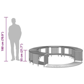 Hottub-ombouw poly rattan massief acaciahout grijs 9