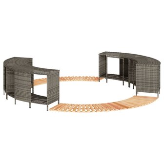 Hottub-ombouw poly rattan massief acaciahout grijs 1