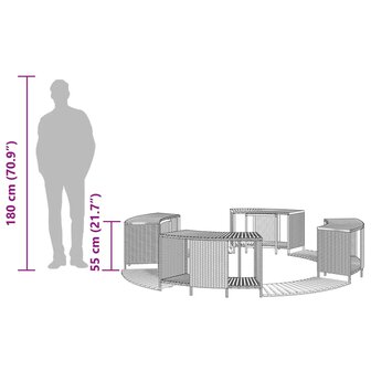 Hottub-ombouw poly rattan massief acaciahout grijs 9