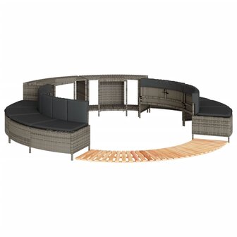 Hottub-ombouw poly rattan massief acaciahout grijs 1