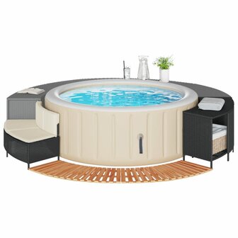 Hottub-ombouw poly rattan en massief acaciahout zwart 1