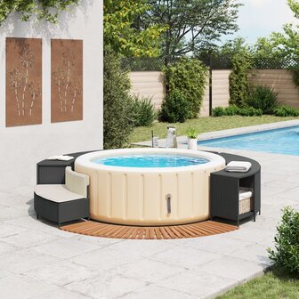 Hottub-ombouw poly rattan en massief acaciahout zwart 3