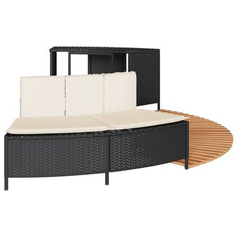 Hottub-ombouw poly rattan en massief acaciahout zwart 5