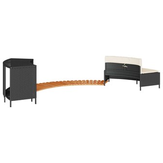 Hottub-ombouw poly rattan en massief acaciahout zwart 6