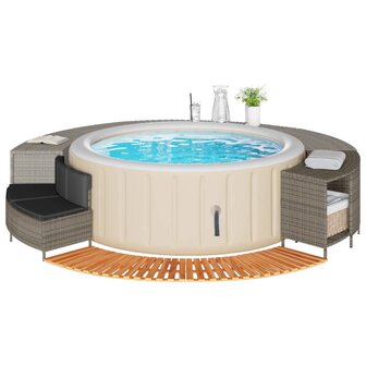 Hottub-ombouw poly rattan massief acaciahout grijs 1