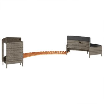 Hottub-ombouw poly rattan massief acaciahout grijs 6