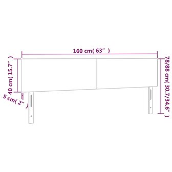 Hoofdborden 2 st 80x5x78/88 cm stof lichtgrijs 8