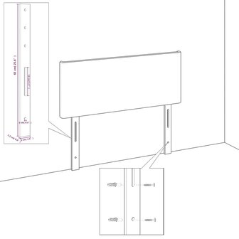 Hoofdborden 2 st 80x5x78/88 cm stof donkergrijs 5