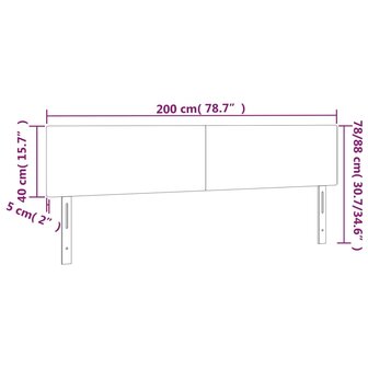 Hoofdborden 2 st 100x5x78/88 cm fluweel lichtgrijs 8