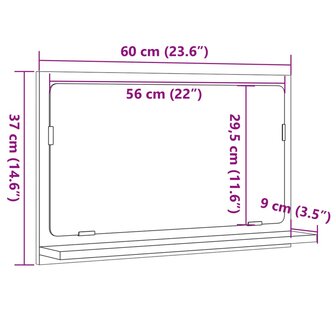 Badkamerspiegelkast 60x11x37 cm bewerkt hout betongrijs 9