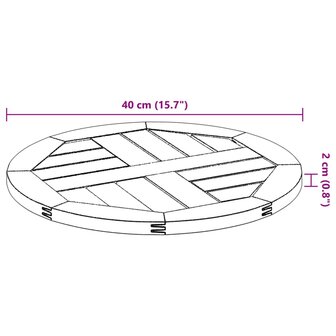 Tafelblad rond &Oslash; 40x2 cm massief acaciahout 8