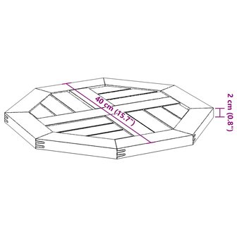 Tafelblad achthoekig 40x40x2 cm massief acaciahout 8