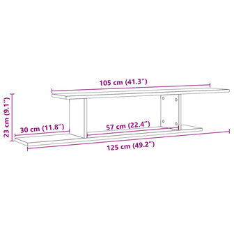 Tv-wandschap 125x18x23 cm bewerkt hout artisanaal eikenkleurig 9