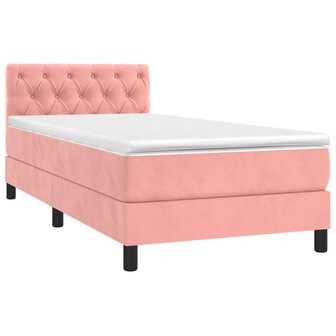 Boxspring met matras en LED fluweel roze 80x200 cm 3