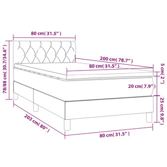 Boxspring met matras en LED fluweel roze 80x200 cm 8