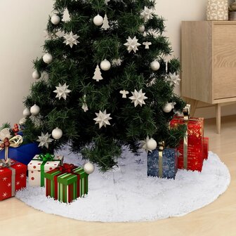 Kerstboomrok luxe 122 cm kunstvacht wit 1