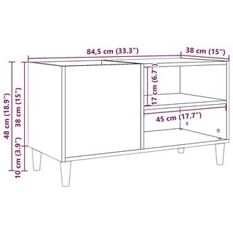 Platenkast 84,5x38x48 cm bewerkt hout oud houtkleurig 10