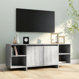 Tv-meubel 130x35x50 cm bewerkt hout grijs sonoma eikenkleurig 3