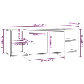 Tv-meubel 130x35x50 cm bewerkt hout grijs sonoma eikenkleurig 8