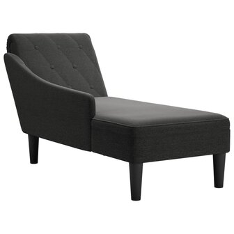 Chaise longue met kussen en rechterarmleuning stof zwart 1