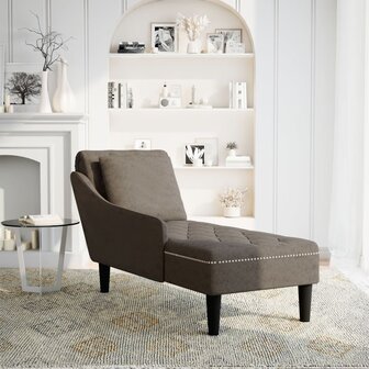 Chaise longue kussen en rechterarmleuning kunstleer donkergrijs 2