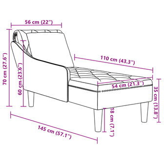 Chaise longue kussen en rechterarmleuning kunstleer donkergrijs 9