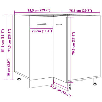 Keukenkastje 75,5x75,5x81,5 cm bewerkt hout oud houtkleurig 11