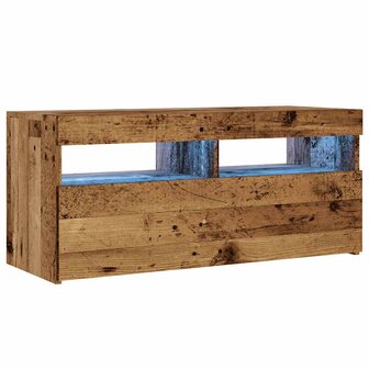 Tv-meubel met LED 90x35x40 cm bewerkt hout oud hout 3