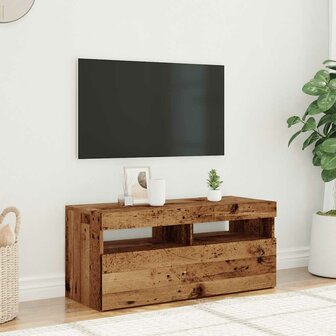 Tv-meubel met LED 90x35x40 cm bewerkt hout oud hout 5