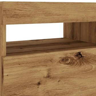 Tv-meubel met LED 90x35x40 cm bewerkt hout artisanaal eiken 11