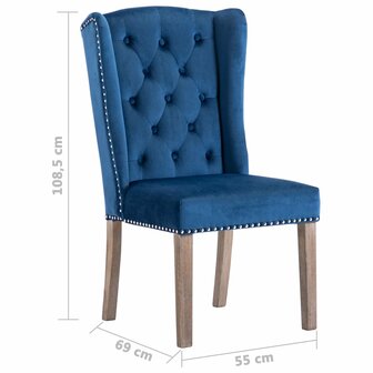 Eetkamerstoelen 2 st fluweel blauw 10