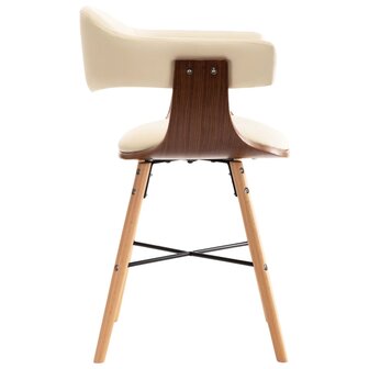 Eetkamerstoelen 2 st kunstleer en gebogen hout cr&egrave;me 6