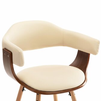 Eetkamerstoelen 2 st kunstleer en gebogen hout cr&egrave;me 7